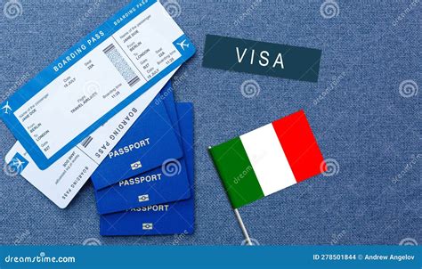 Flag of Italy with Passport and Toy Airplane on Wooden Background ...