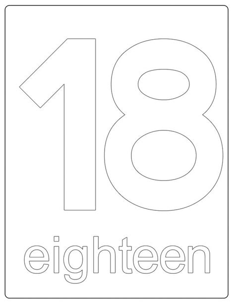 Number 18 | Printable numbers, Coloring pages, Numbers