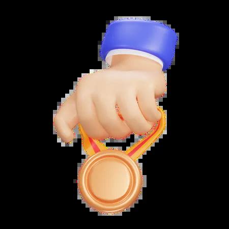 Hand And Bronze Medal Emoji 3D Icon download in PNG, OBJ or Blend format