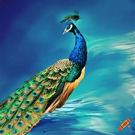 Peacock flying in the sky