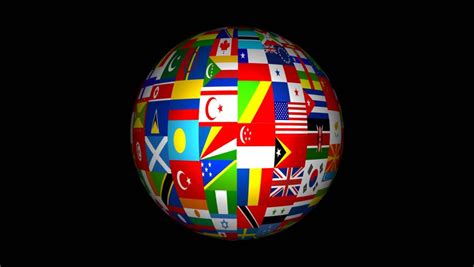 Rotating Earth Globe With World Flags Isolated On White Background ...