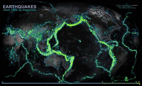 Earthquakes since 1898, by magnitude - Vivid Maps