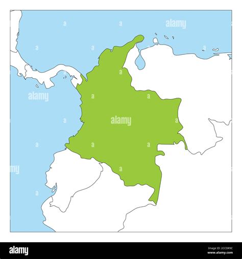 Map of Colombia green highlighted with neighbor countries Stock Vector ...