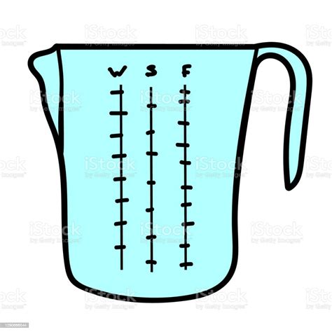 Hand Drawn Vector Illustration Of Kitchen Measuring Cup Stock ...