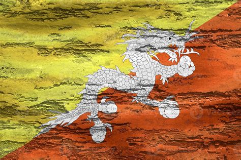 Bhutan flag - realistic waving fabric flag 8000372 Stock Photo at Vecteezy