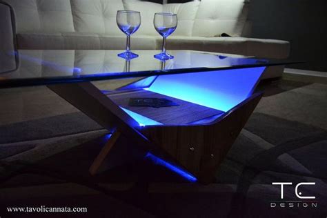 Modern Coffee Table With Led Lights in Wood and Glass Vanity - Etsy | Modern coffee tables ...