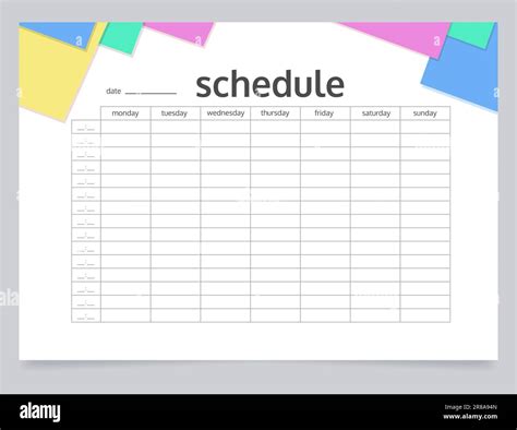 School timetable worksheet design template Stock Vector Image & Art - Alamy