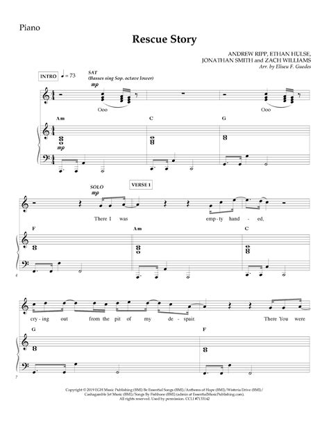 Rescue Story (arr. Arranged by Eliseu F. Guedes) Sheet Music | Zach ...