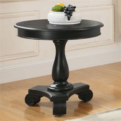 Best Master Furniture's Transitional Antique Style Living Room Round End Table, Beige or Black ...