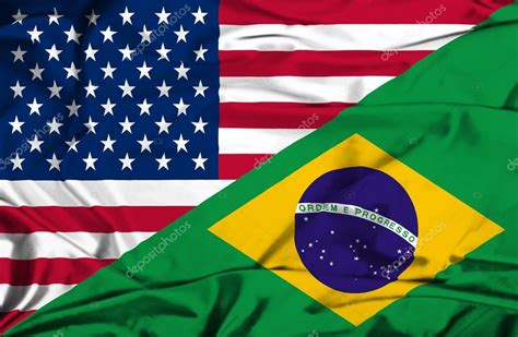 Waving flag of Brazil and USA — Stock Photo © Alexis84 #44202731