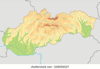 Highly Detailed Slovakia Physical Map Stock Vector (Royalty Free ...