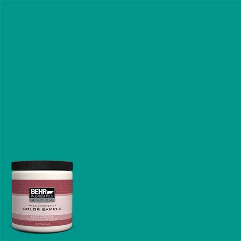 BEHR Premium Plus Ultra 8 oz. #S-G-490 Intense Teal Interior/Exterior Paint Sample-S-G-490U ...