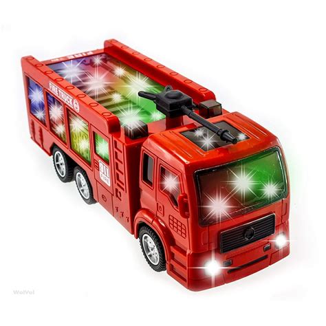 TECHEGE Bump-n-Go Fire Truck Vehicles Toy for Boys, Kids with Siren Sounds, Flashing Lights (2-8 ...