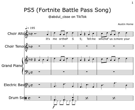 PS5 (Fortnite Battle Pass Song) - Sheet music for Choir Tenor, Piano ...