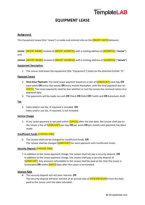 Rental Agreement Contract Template