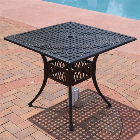 Sunnydaze Black Heavy-Duty Cast Aluminum Outdoor Square Patio Dining ...