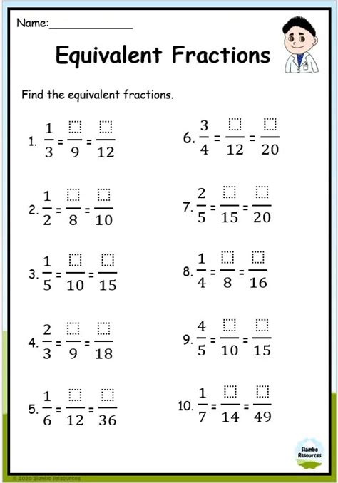 Equivalent fractions worksheets - KiddyCharts Shop - Worksheets Library