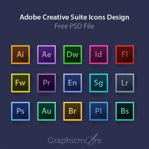 Adobe Creative Suite Icons Design Free PSD File Download