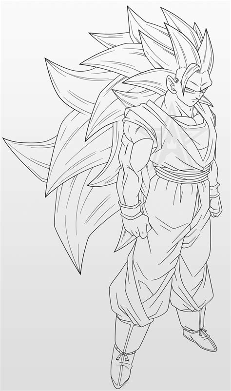 Super Saiyan 3 Goku #1 [Line-Art] by AubreiPrince on DeviantArt