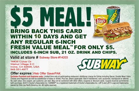 Printable Coupons: Subway Coupons