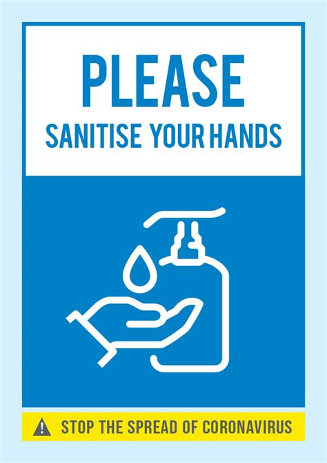 Sanitise Hands Poster Blue (2 Pack) - Frome Print Works