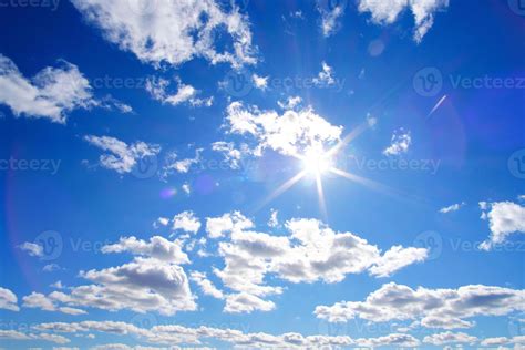 Bright, summer, sultry sun against background blue sky and white clouds. 7976803 Stock Photo at ...