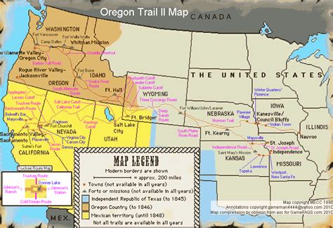 Oregon Trail II Trails Map Map for PC by oblivion from aoc - GameFAQs