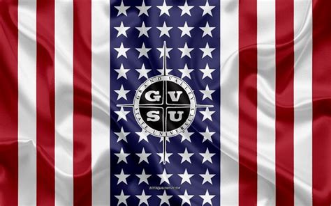 Download wallpapers Grand Valley State University Emblem, American Flag ...