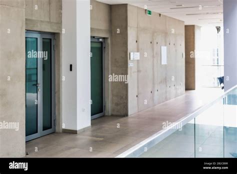 Photo of empty school corridor interior building Stock Photo - Alamy