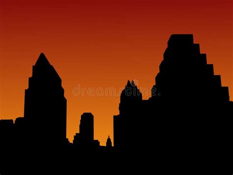 Austin Skyline at sunset stock illustration. Illustration of sunrise ...