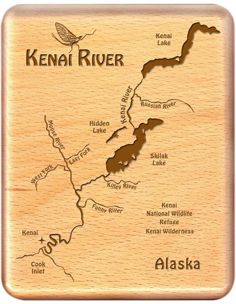 KENAI RIVER MAP Fly Box Handcrafted, Custom Designed, Laser Engraved. Includes Name, Inscription ...