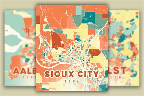 Sioux City Iowa Colorful Map Graphic by Poster Boutique · Creative Fabrica