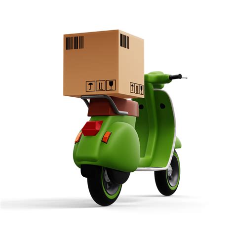 Motorcycle with parcel box, Delivery Courier service, 3d rendering ...