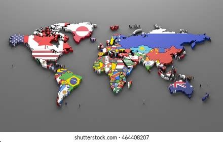 World Countries Flags Map Symbols 3d Stock Illustration 464408207