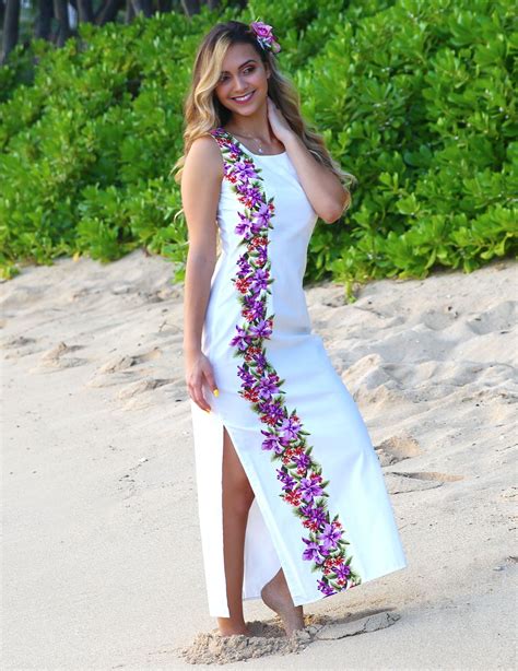 Long Maxi Cocktail Dress Side Design Lanikai | Hawaiian dress, Hawaiian ...