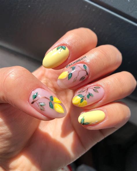 Lemon nails | Lemon nails, Fruit nail art, Yellow nails