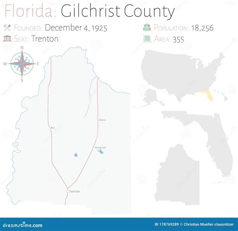 Map of Gilchrist County in Florida Stock Vector - Illustration of ...