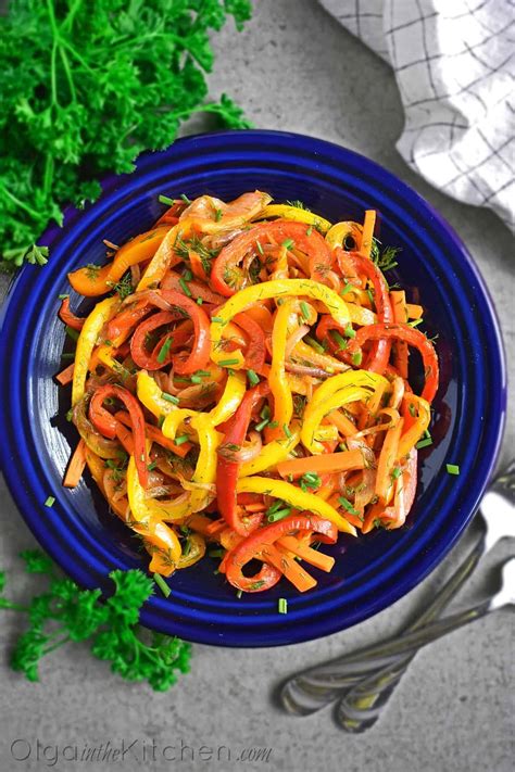 Oven Roasted Pepper Salad Recipe - Olga in the Kitchen