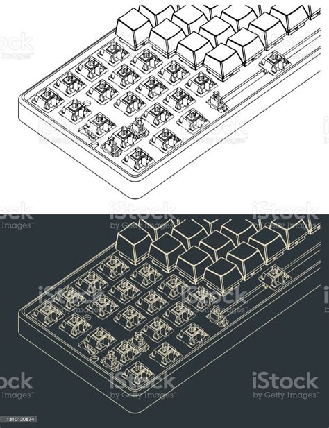 Mechanical Keyboard Isometric Closeup Drawings Stock Illustration - Download Image Now ...