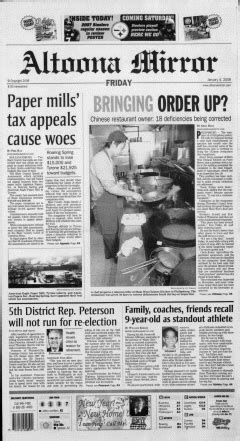 Altoona Mirror Newspaper Archives, Jan 4, 2008, p. 1