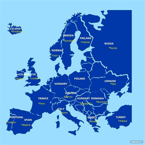 Map Of Europe And Russia With Capitals - Daffie Constancy