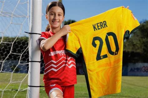 Young Matildas fan gifted Sam Kerr jersey