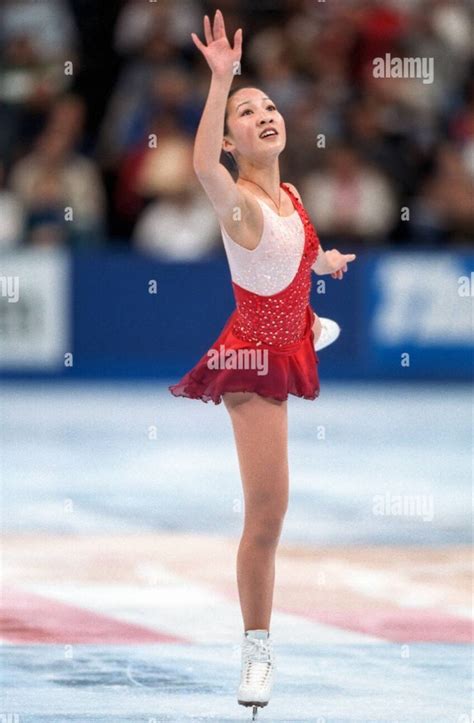 Michelle Kwan performing her technical program during the U.S. Figure Skating Championships in ...