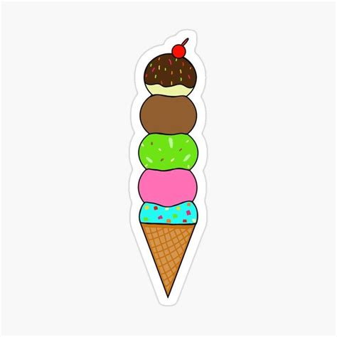 an ice cream cone with three different flavored donuts in it sticker on ...