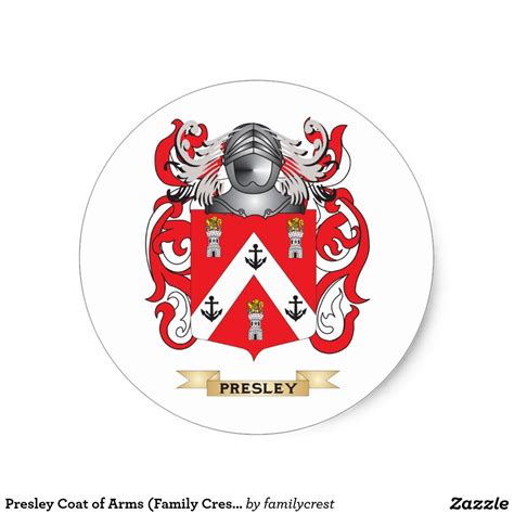 Presley Coat of Arms (Family Crest) Classic Round Sticker | Zazzle | Coat of arms, Family ...