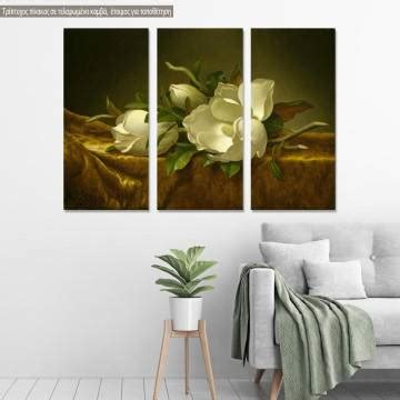 Πίνακας ζωγραφικής Magnolias on Gold Velvet Cloth, Martin Johnson Heade, αντίγραφο σε καμβά