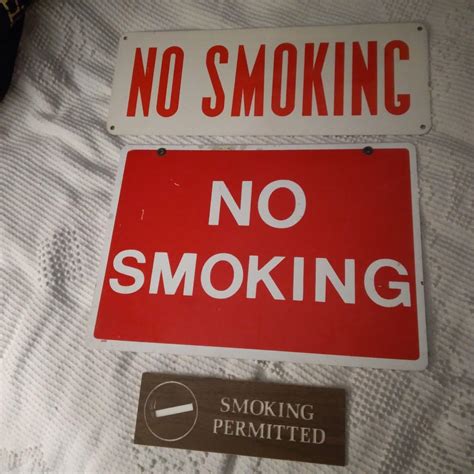 2 VINTAGE NO SMOKING SIGNS & 1 SMOKING PERMITTED SIGN | #4642002423