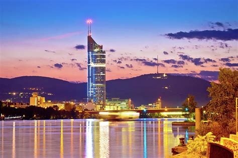 Vienna. Danube river coastline evening view Photograph by Brch Photography - Fine Art America