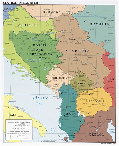 Large detailed political map of Central Balkan Region with major cities ...