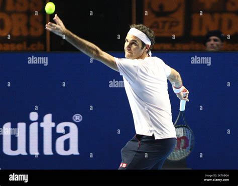 Roger Federer at the Swiss Indoors ATP 500 event in Basel Stock Photo ...